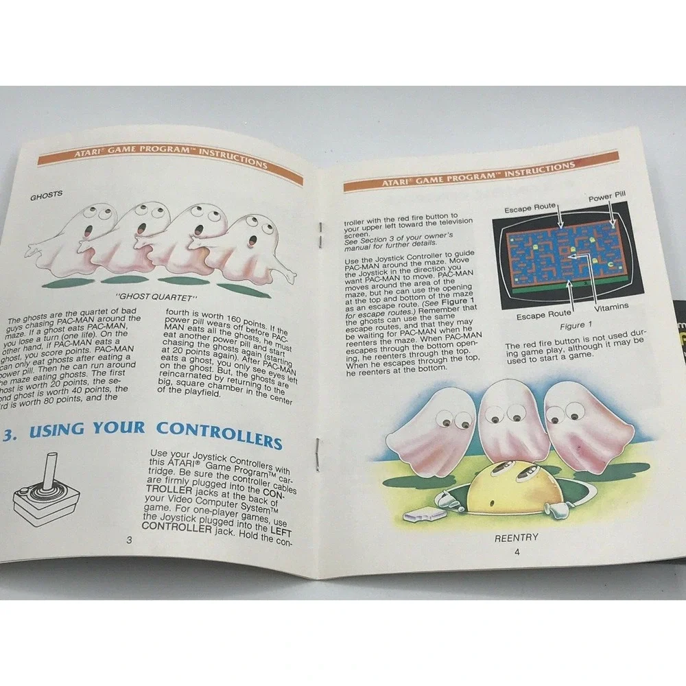 Atari 2600 Pac-Man 1981 Video Game Cartridge ‎ w/ Manual